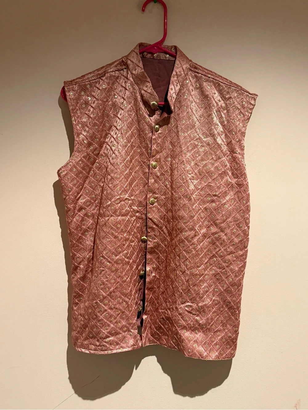 Vintage pink velvet plush vest top